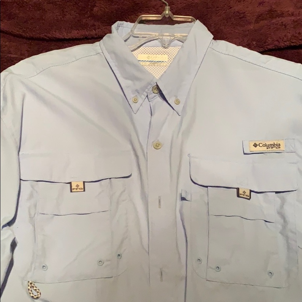Baby Blue Columbia fishing shirt